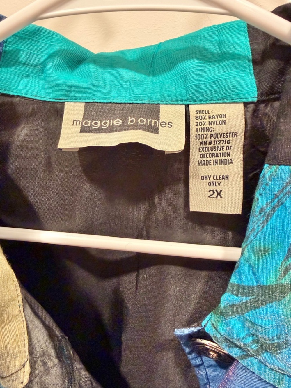 VINTAGE MAGGIE BARNES Patchwork Collared Button-Down Jacket - Picture 3 of 4